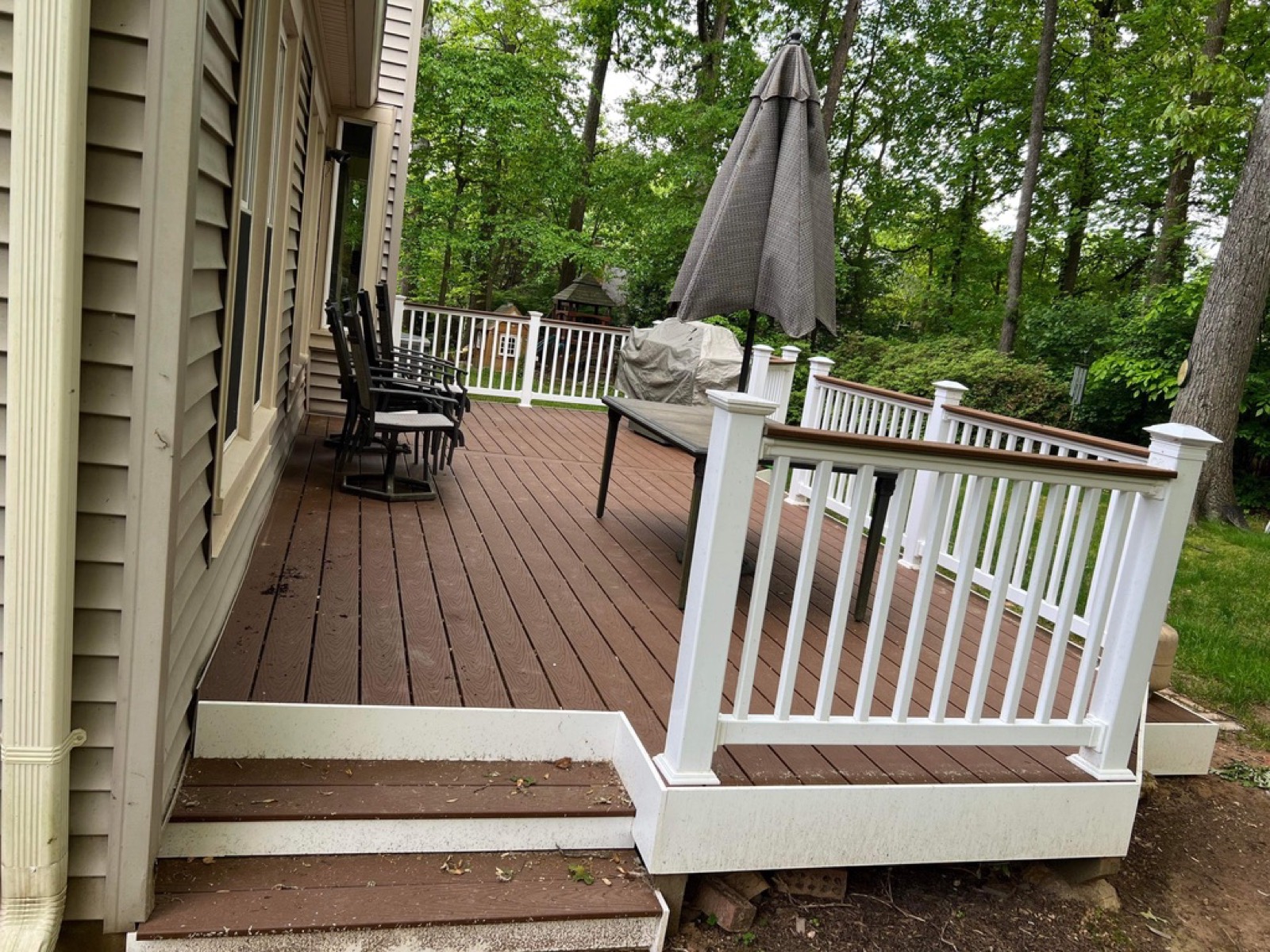 Composite deck white rail umbrella