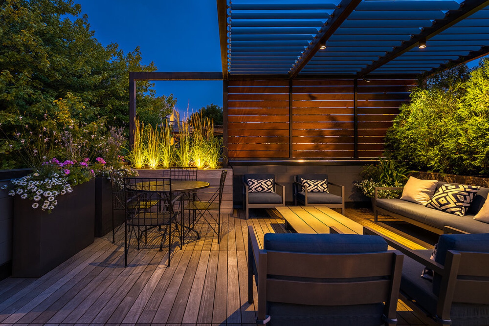 Deck landscape lighting dusk