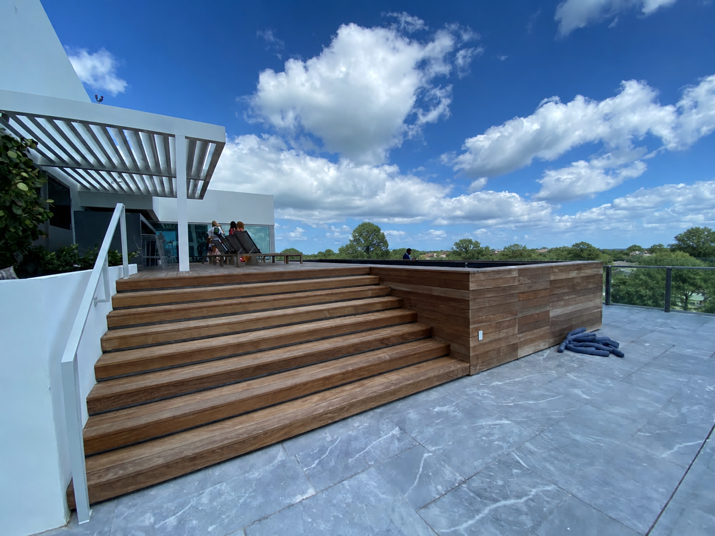 Modern wood deck local landscape