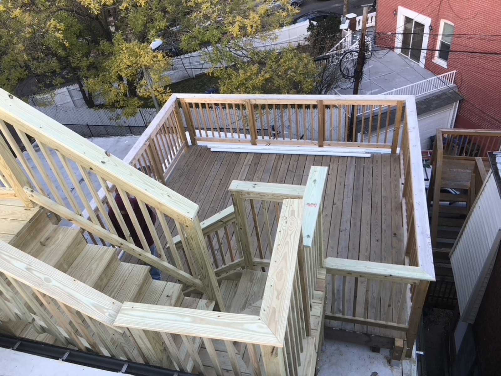 Multilevel deck stairs aerial