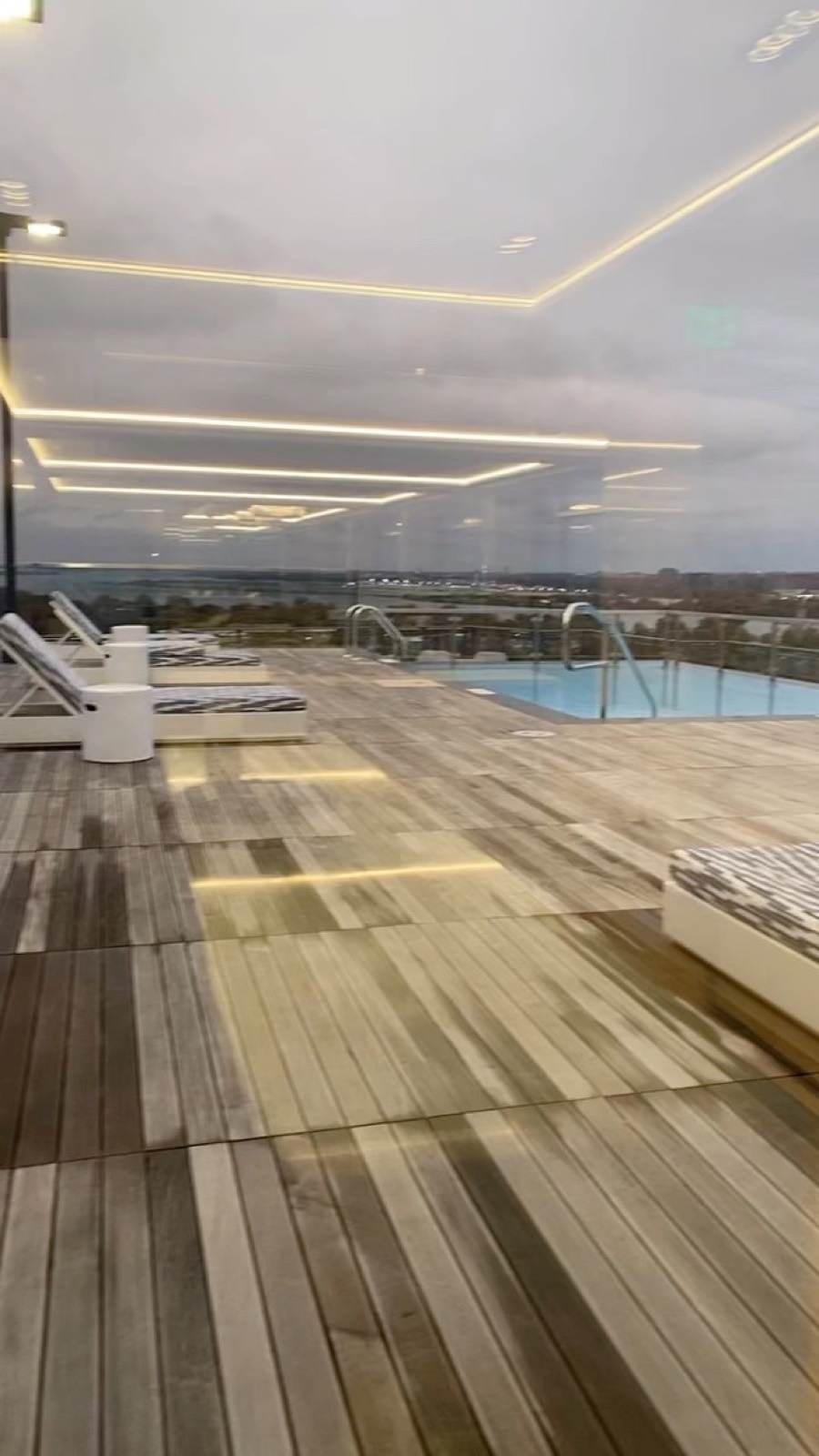 Pool deck steps aerial