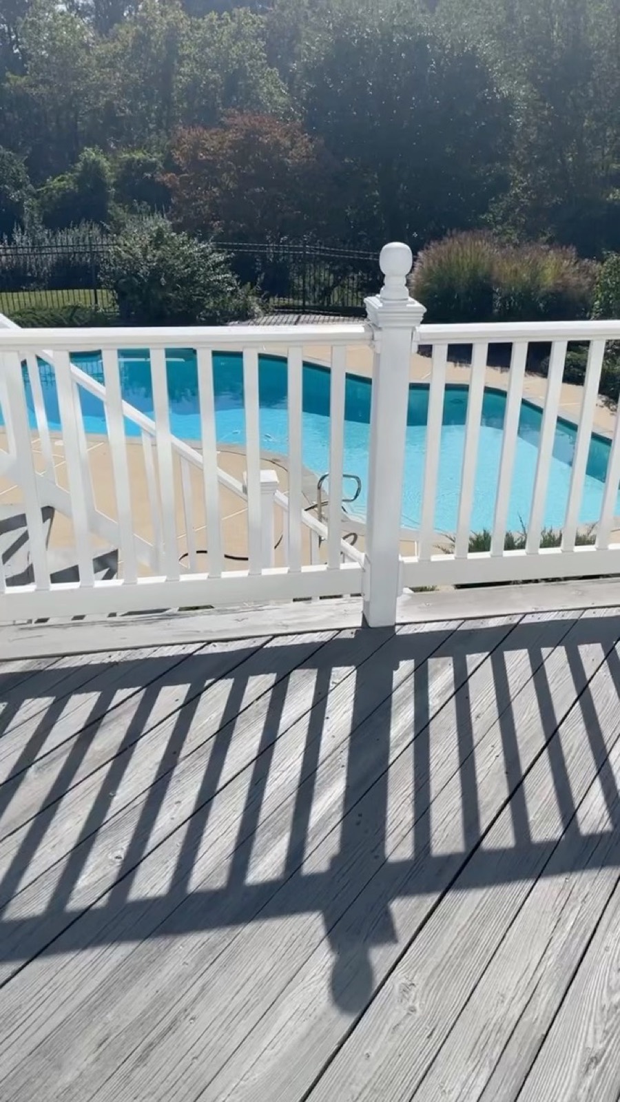 Pool deck white rail detail