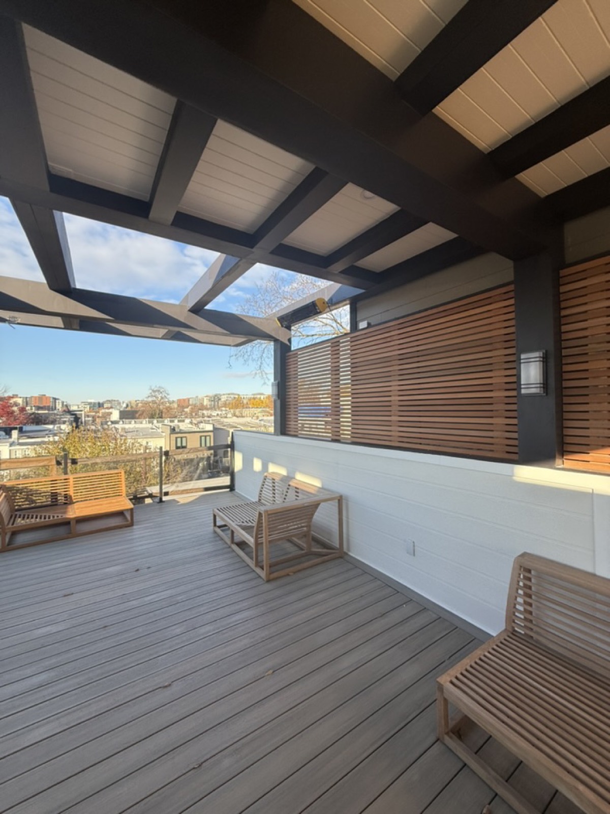 Rooftop terrace pergola city view DC