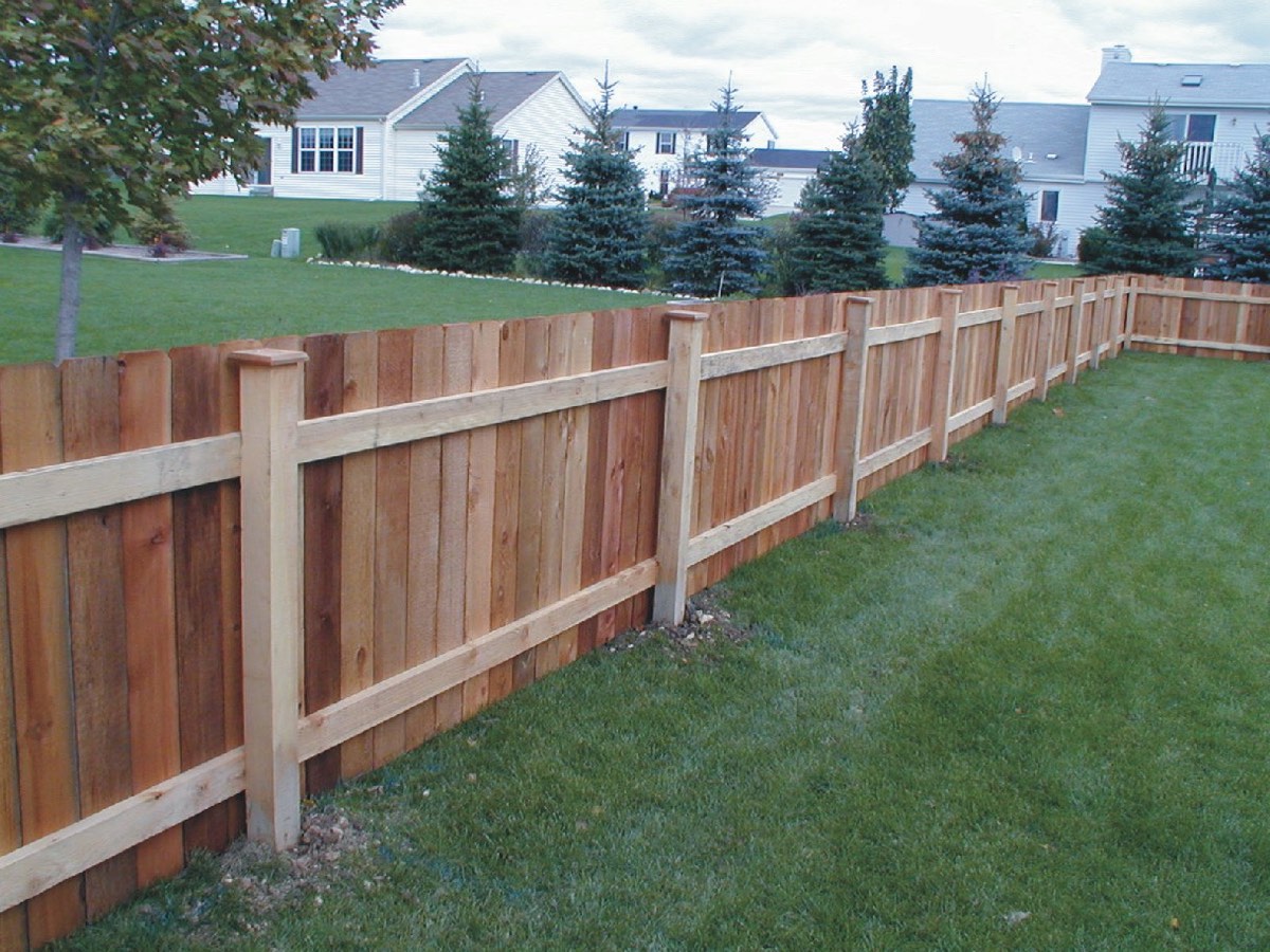 Completed wood privacy fence installation